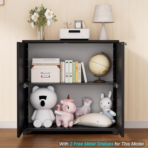homspark indoor/outdoor storage cabinet with doors and 2, side view