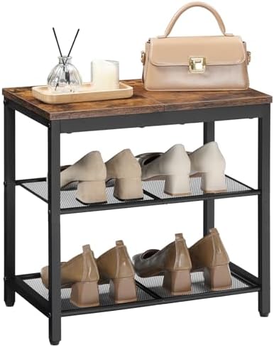 hoobro shoe bench, 3-tier shoe rack,industrial shoe organizer, view 9