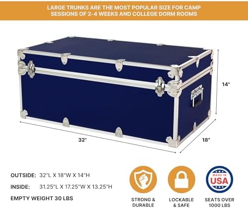 rhino large essential trunk with wheels, camp footlocker shown in use