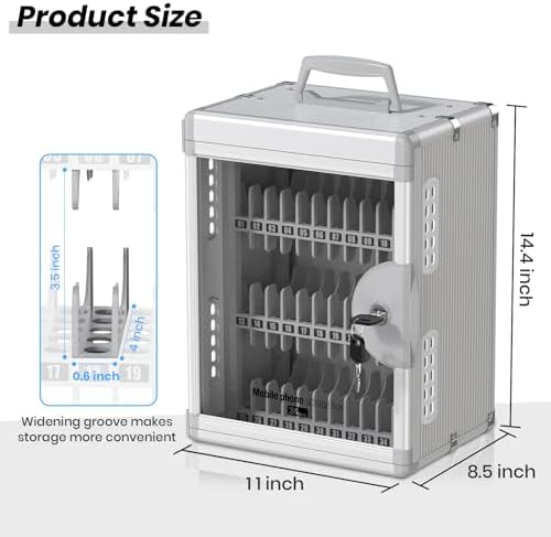 glosen 36 slots cell phone locker with key shown in use