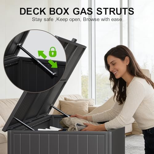 250 gallon metal large outdoor deck box with, side view