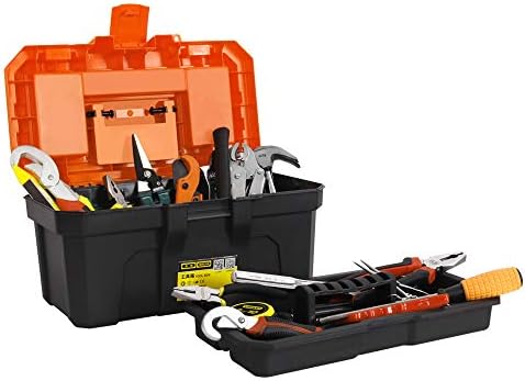 meijia portable tool storage box, organizers with foldable, front angle view