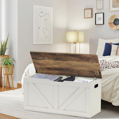 timberer 39.4" storage chest, wooden storage bench, large shown in use