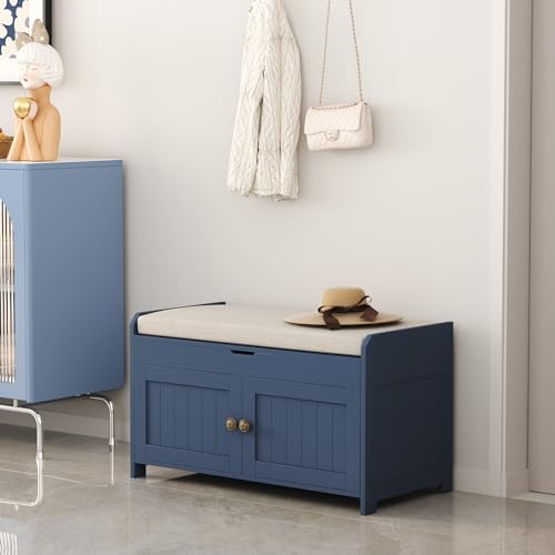 homefort 30" shoe bench with lift top storage, side view