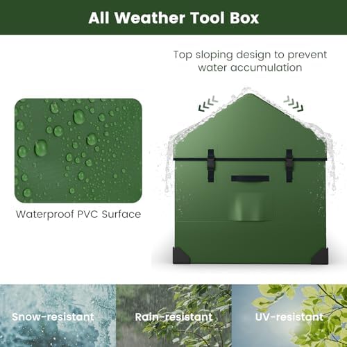 goplus outdoor storage box, 174 gallon all weather, side view