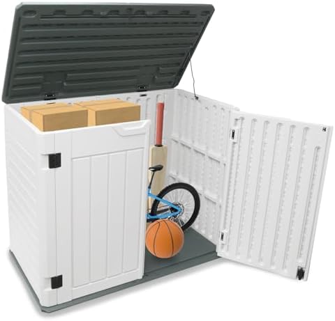 35 cu.ft outdoor storage shed, large resin storage shown in use