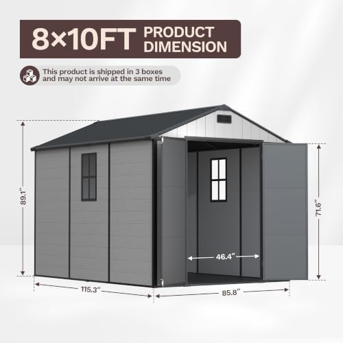 patiowell 8x10 ft resin outdoor storage shed with shown in use