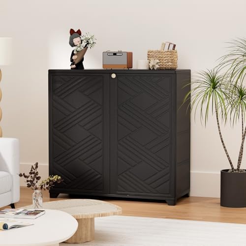 homspark indoor/outdoor storage cabinet with doors and 2 shown in use