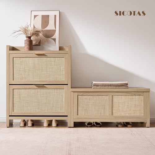 sicotas rattan storage chest 39.4" storage bench for, package contents