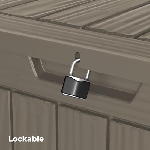 outdoor storage box waterproof, 35 gallon lockable resin, package contents