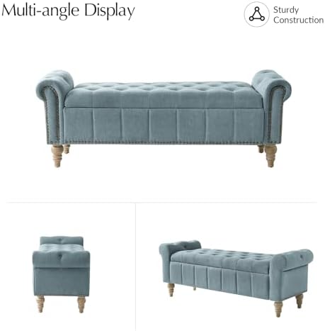 hulala home farmhouse storage bench, blue, package contents