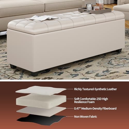 38" white faux leather ottoman storage bench with, package contents