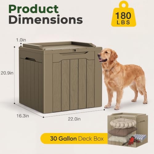 flamaker deck box 31 gallon waterproof resin small showing dimensions