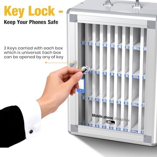 glosen 36 slots cell phone storage locker for, close-up detail