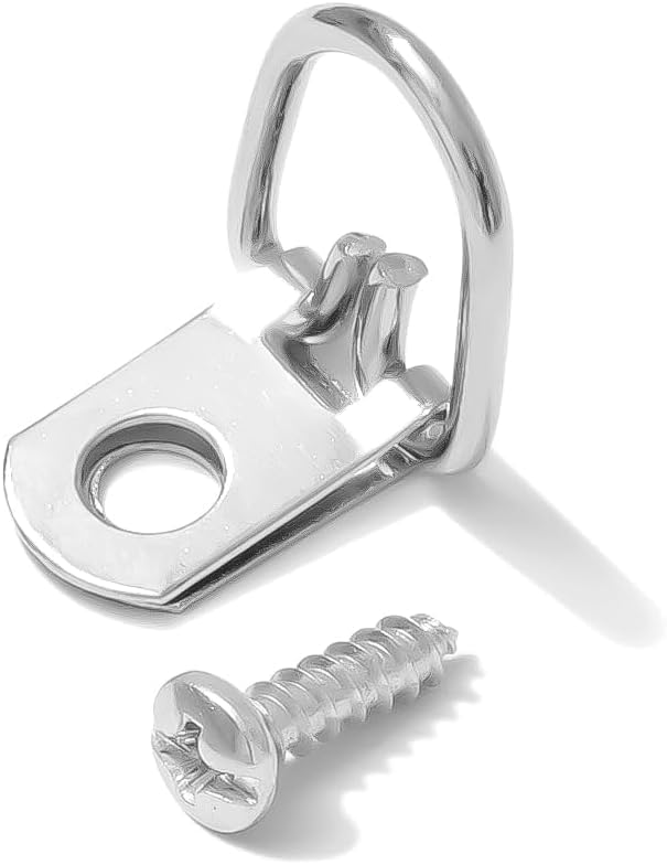 D Ring Picture Hangers with Screws - 100 Pack Bulk - Single Hole Small D Rings, Picture Hanging Hardware for Picture Frames, Photos, Canvas & Wall Decor - 10 lb Capacity - Apex Framing Supplies