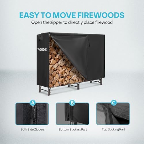 vivohome 5 ft heavy duty firewood rack outdoor, package contents