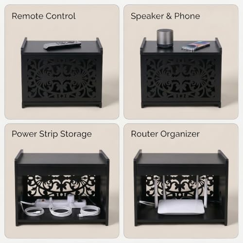 wooden wifi router hide box with cable management, package contents