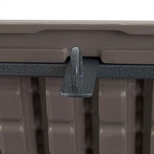 plastic development group outdoor deck box, soft close, front angle view