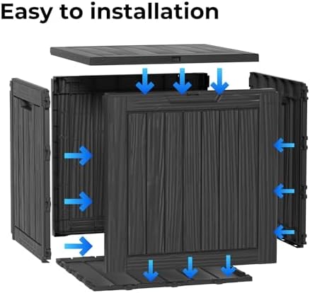 outdoor storage box waterproof, 35 gallon lockable resin, side view