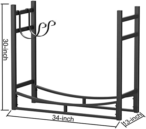 fire beauty fireplace log rack 34 inch wood showing dimensions
