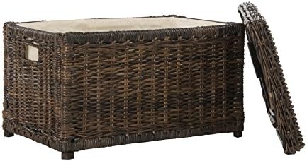 happimess elijah 31" wicker storage trunk footlocker chest on a desk or shelf