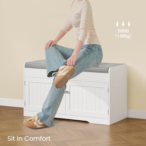 usikey shoe bench with lift top storage, entryway, front angle view
