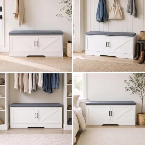 newbulig shoe bench with storage for entryway, 39.4", front angle view