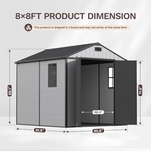 patiowell 8x8 ft plastic outdoor storage shed with shown in use