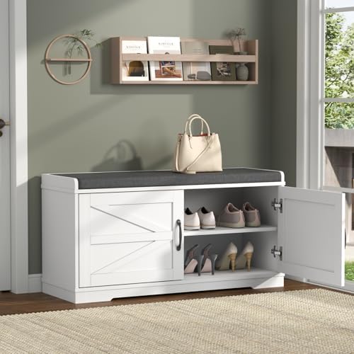 loomie shoe storage bench, 2-tier farmhouse entryway bench on a desk or shelf