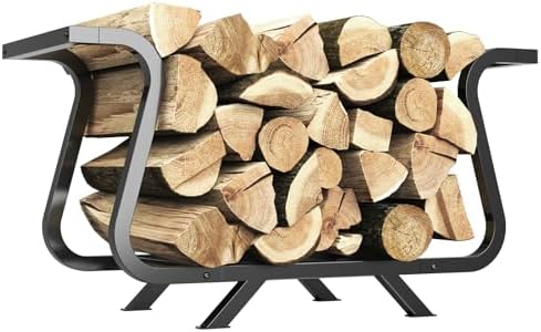 nihome 33.5" firewood rack outdoor, 450lb metal log, main product view