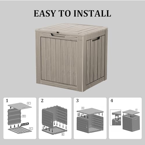 outdoor storage box, 35 gallon waterproof deck box, package contents