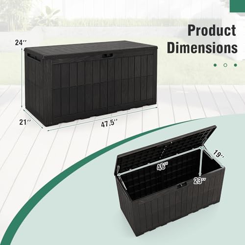 tangkula 100 gallon outdoor storage box with lockable on a desk or shelf