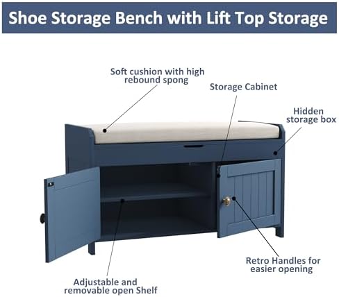 homefort 30" shoe bench with lift top storage on a desk or shelf