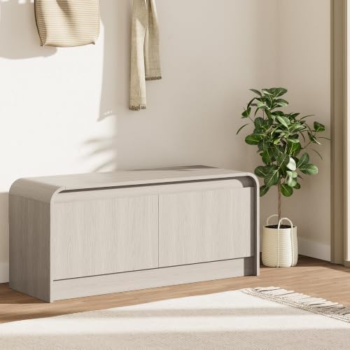 homleke modern curved entryway shoe storage bench, main product view
