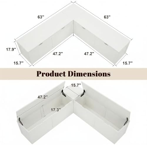 63” breakfast nook bench, l shaped storage bench shown in use