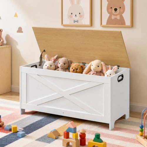 mahancris 39.4" storage chest with lid, storage bench, front angle view