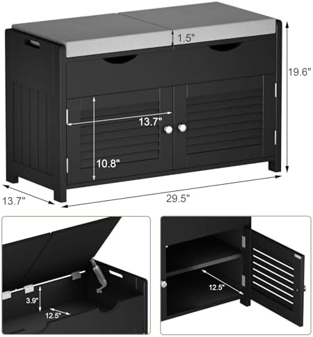 choochoo shoe storage bench with lift top storage shown in use