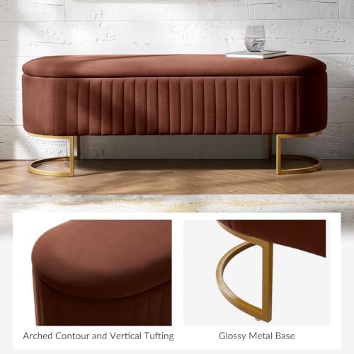 ecoharbor living 50.5" storage bench velvet bedroom ottoman,upholstered, package contents