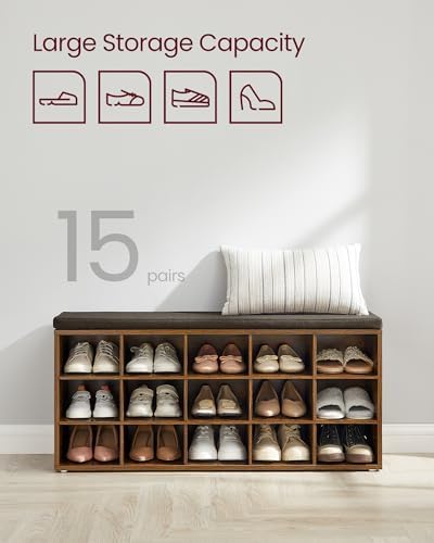 vasagle shoe bench with cushion, 15 compartments, 11.8, package contents