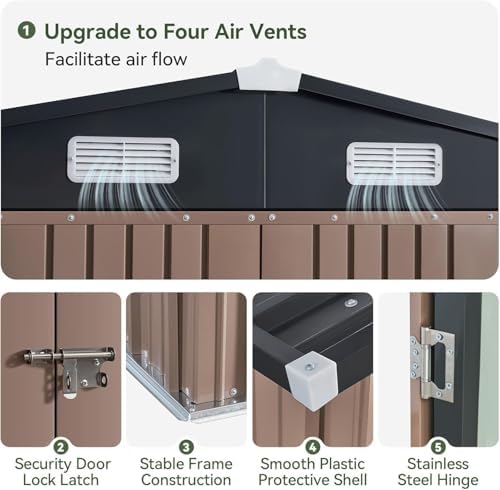 aoxun 12 x 10ft outdoor storage shed with, front angle view