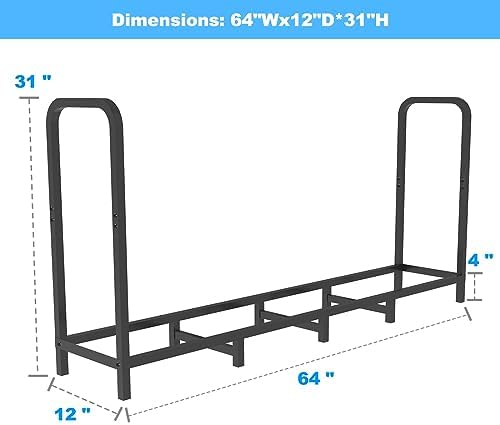 5.3ft firewood rack holder, adjustable heavy duty fire shown in use