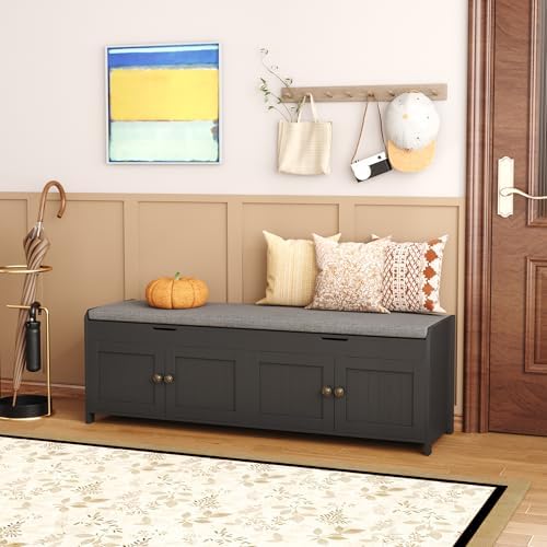 homefort 54.4" shoe bench with lift top storage shown in use