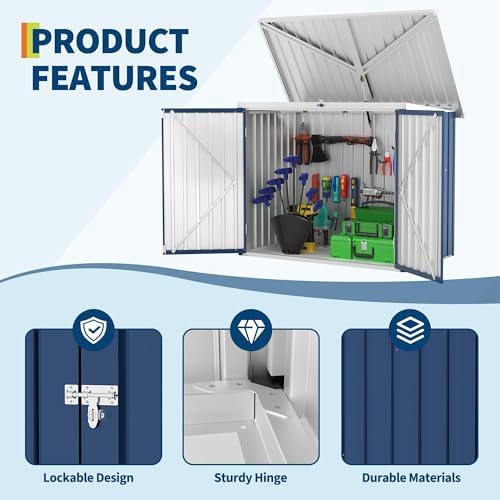 outdoor trash can storage box with lock latch, side view