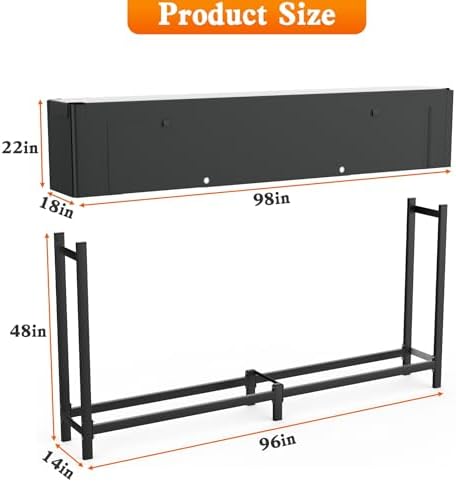 walmann heavy-duty 8 ft firewood rack with cover, close-up detail