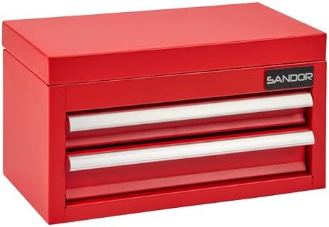 mini tool box - metal tool chest with on a desk or shelf