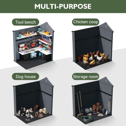 aoxun 4×6 ft all-weather resin storage shed, dark, package contents