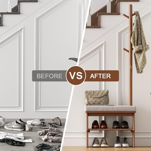 coat rack with shoe storage, shoe rack with showing dimensions