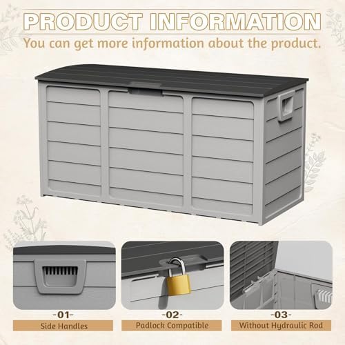 suncrown 75 gallon deck storage box resin outdoor on a desk or shelf
