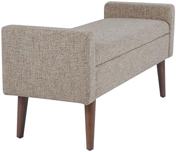 homepop fulton 48" storage bench - midtone gray, front angle view