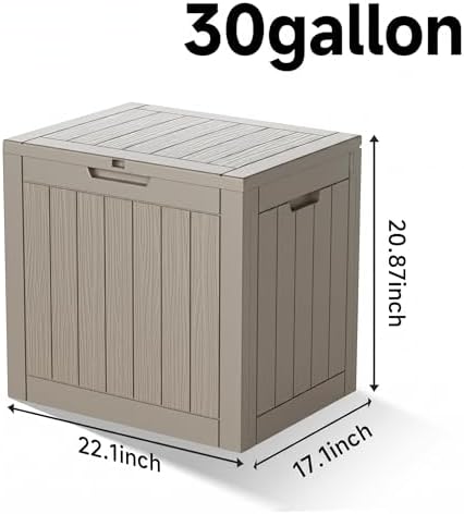 nicbex 30 gallon deck box, waterproof resin outdoor shown in use